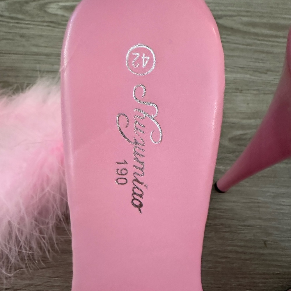 Barbie Pink Feathers High Heels Platform Sandals - Picture 5 of 6